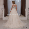 Elegant Korea style 3XL Plus size Bride Flat shoulder Half Sleeve Lace wedding dress ruffle